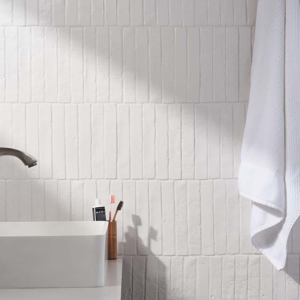 Virtuo Glossy White Ceramic Subway Wall Tile 2-in x 9-in