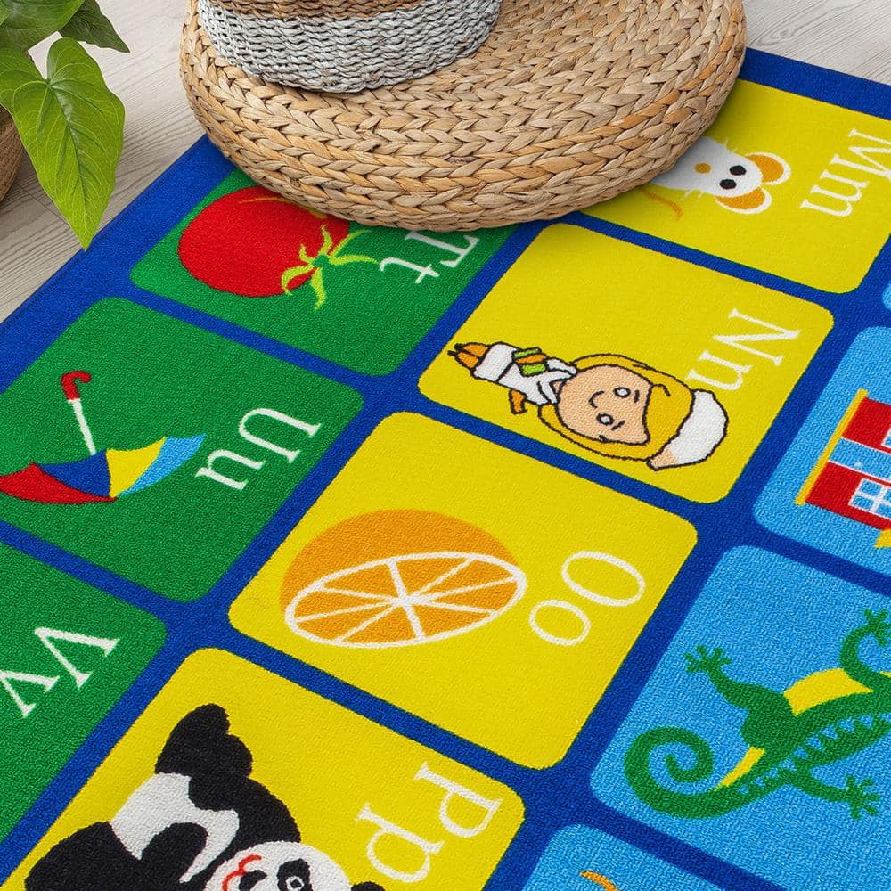 Multicolor Synthetic Alphabet Educational Kids Area Rug 8' x 10'