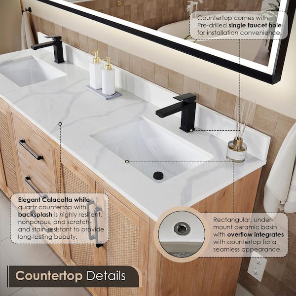 Altair Floral 72 in. W x 22 in. D x 33 in. H Double Sink