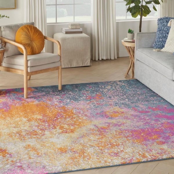 Passion Sunburst 8 ft. x 8 ft. Abstract Contemporary Square Area Rug