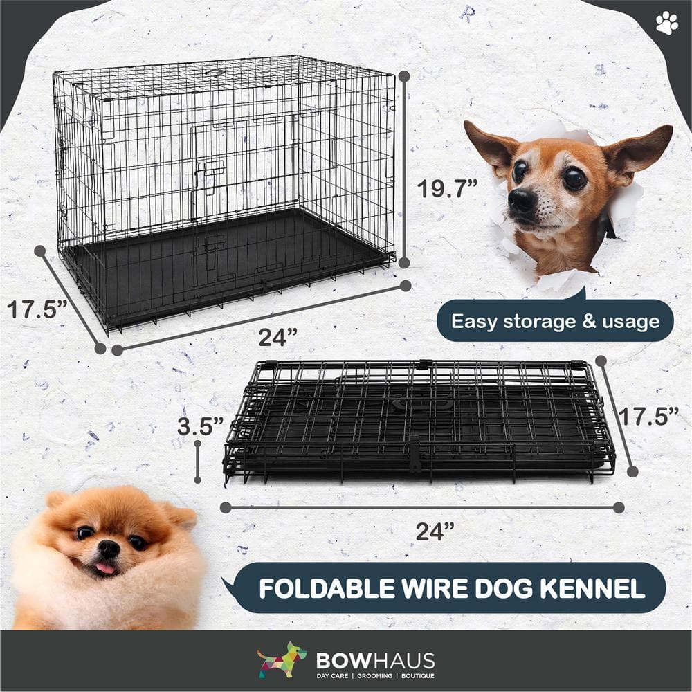 Small Black Foldable Metal Dog Crate with Single Door