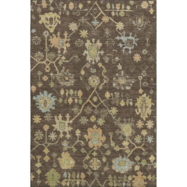 Mayfield Premium Machine Washable Abstract AMF1930 Brown 8 ft. x 10 ft. Area Rug