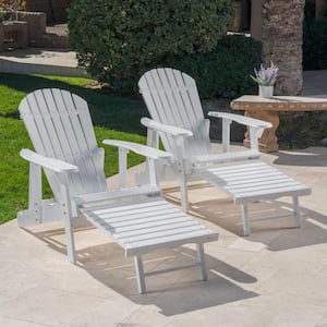Oakley White Reclining Wood Outdoor Patio Adirondack Chair with Footrest (2- Pack)