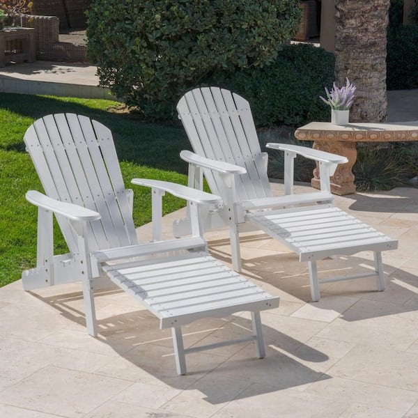null Oakley White Reclining Wood Adirondack Chair with Footrest (2- Pack)