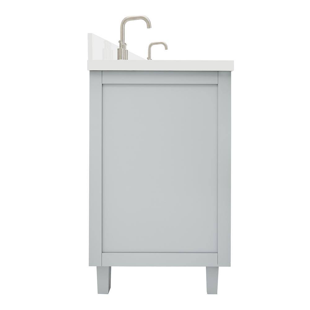 Monroe 67" Light Gray Wood Double Sink Vanity with White Quartz Top