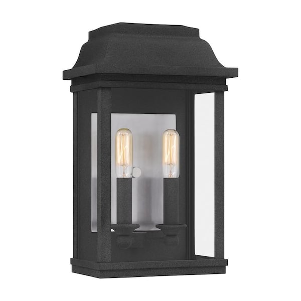 Quoizel Berkley 2-Light Mottled Black Hardwired Outdoor Wall Lantern Sconce