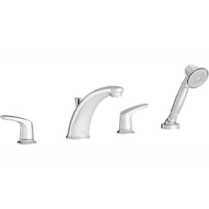 Colony PRO 2-Handle Deck-Mount Roman Tub Faucet for Flash Rough-in Valves with Hand Shower in Polished Chrome