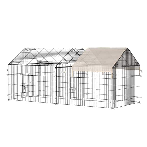 FIROMO 86.5 in. x  40.5 in. x  40.5 in. Galvanized Metal Walk-In Chicken Coop House Poultry Cage with Shade Roof, for Rabbits