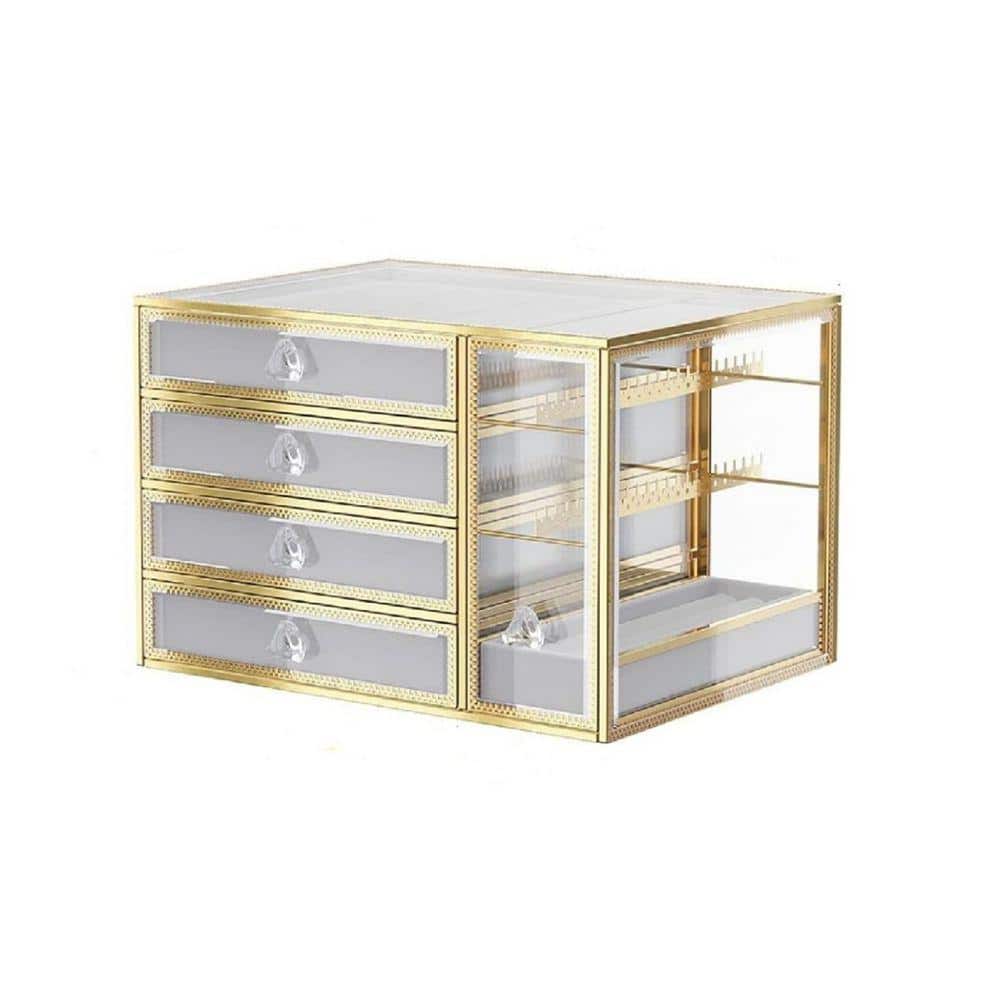 Gold Rectangular Box Gold Rectangular Glass Jewelry Box with 5-Drawer HDB2L787XC - The Home ...