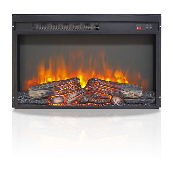 26 in. W Electric Fireplace Insert for TV Stand and Mantel with Log Set Realistic Flame and Remote Control