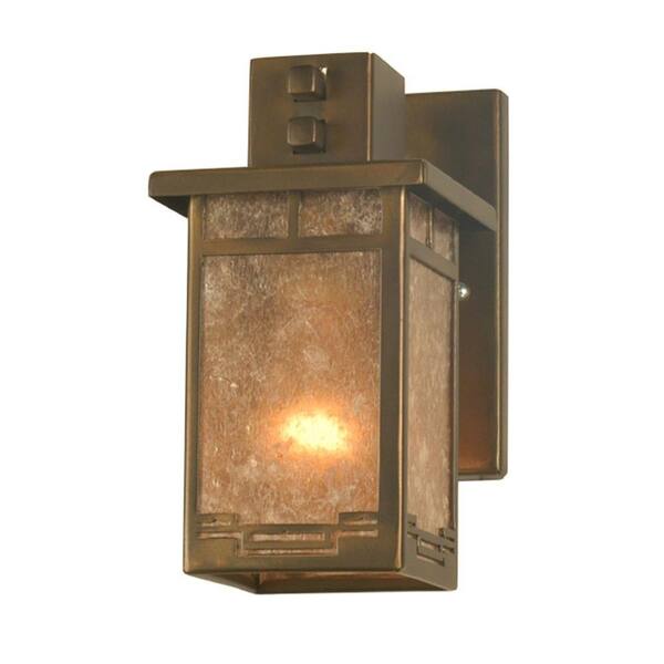Illumine 1 Light Roylance Solid Mount Wall Sconce Antique Copper Finish Mica Glass