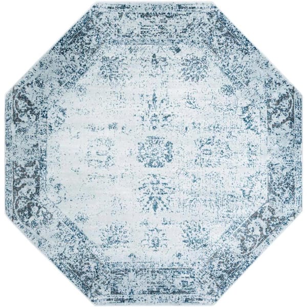 Unique Loom Sofia Casino Light Blue 7 ft. 10 in. x 7 ft. 10 in. Area Rug