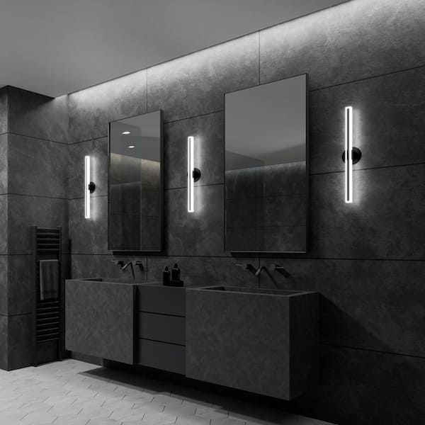 Bastone 36 in. 1-Light Black Integrated LED Vanity Light with Frosted Acrylic Shade 4CCT 2700K-3000K-3500K-4000K
