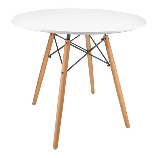 Leisuremod Dover Bistro White Wood 4 Legs Dining Table Seats 2