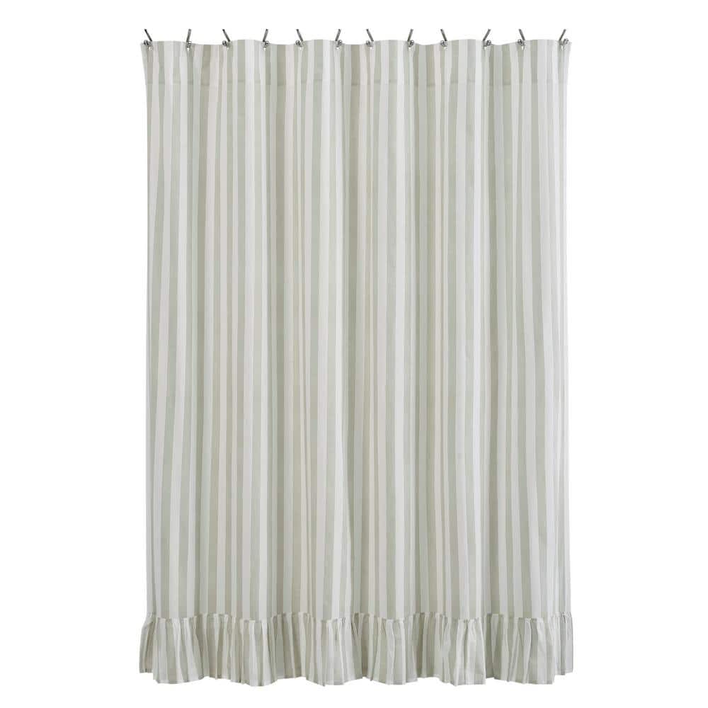 VHC Brands Finders Keepers 72 in. W x 72 in. L Cotton Shower Curtain in Soft White Khaki 84475