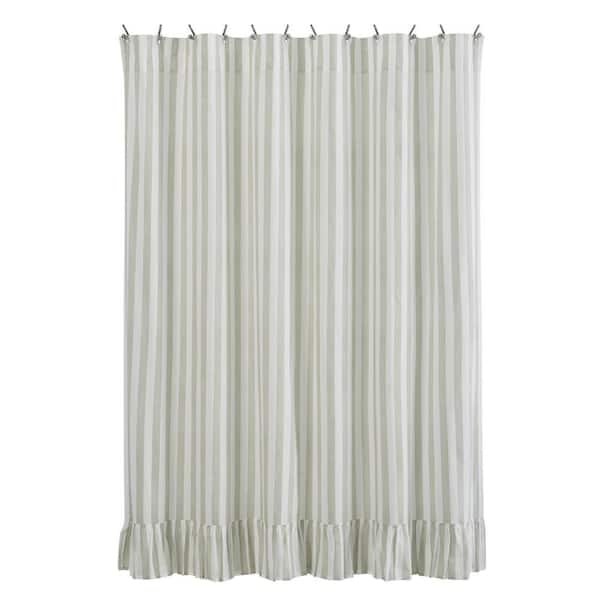 VHC Brands Finders Keepers 72 in. W x 72 in. L Cotton Shower Curtain in Soft White Khaki
