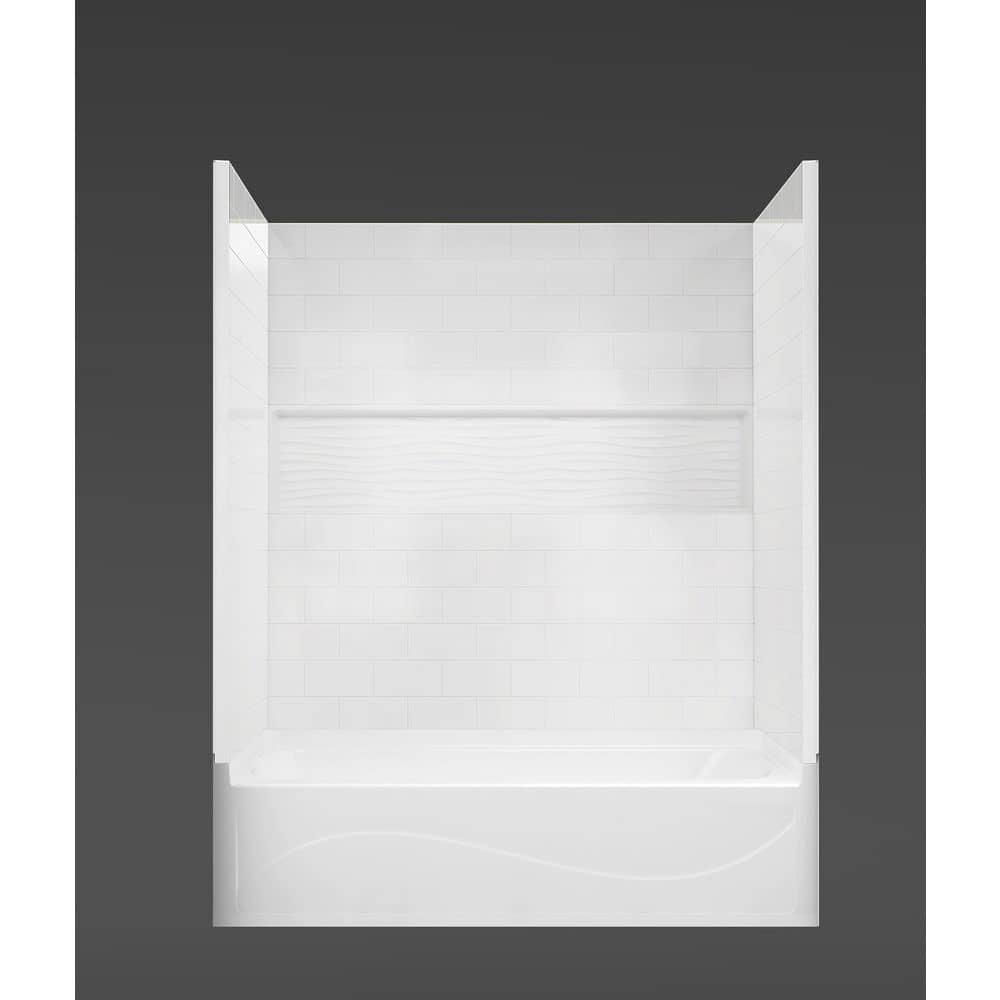 White Acrylic 60" x 32" 4-Piece Alcove Tub Surround