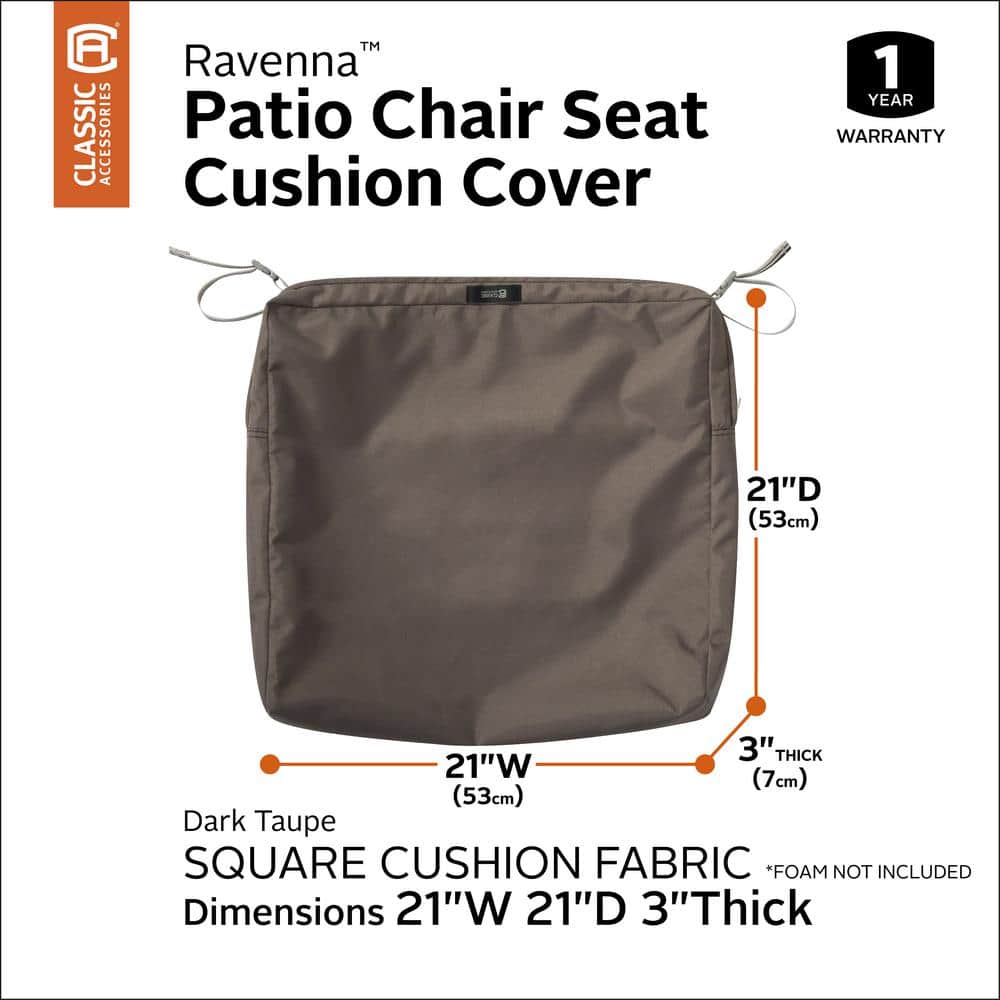 Ravenna Space-Themed Square Outdoor Chair Cushion, Dark Taupe
