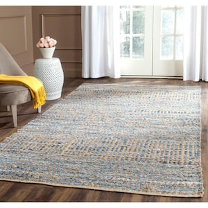 Cape Cod Natural/Blue 6 ft. x 9 ft. Distressed Striped Area Rug