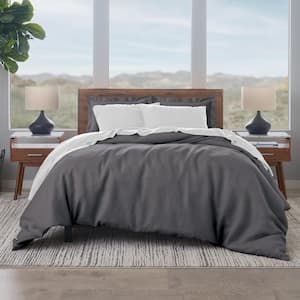 ELLA JAYNE 500 Thread Count Cotton 3-Piece Duvet Cover Set, Charcoal, King/Cal King Size