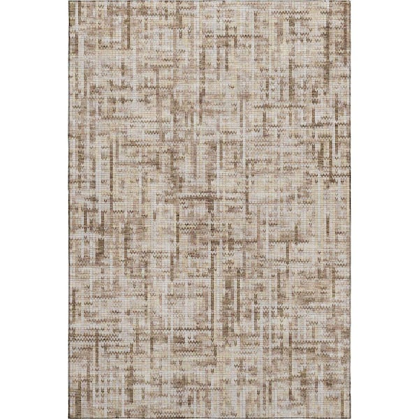 Mayfield Premium Machine Washable Abstract AMF2130 Brown 10 ft. x 14 ft. Area Rug