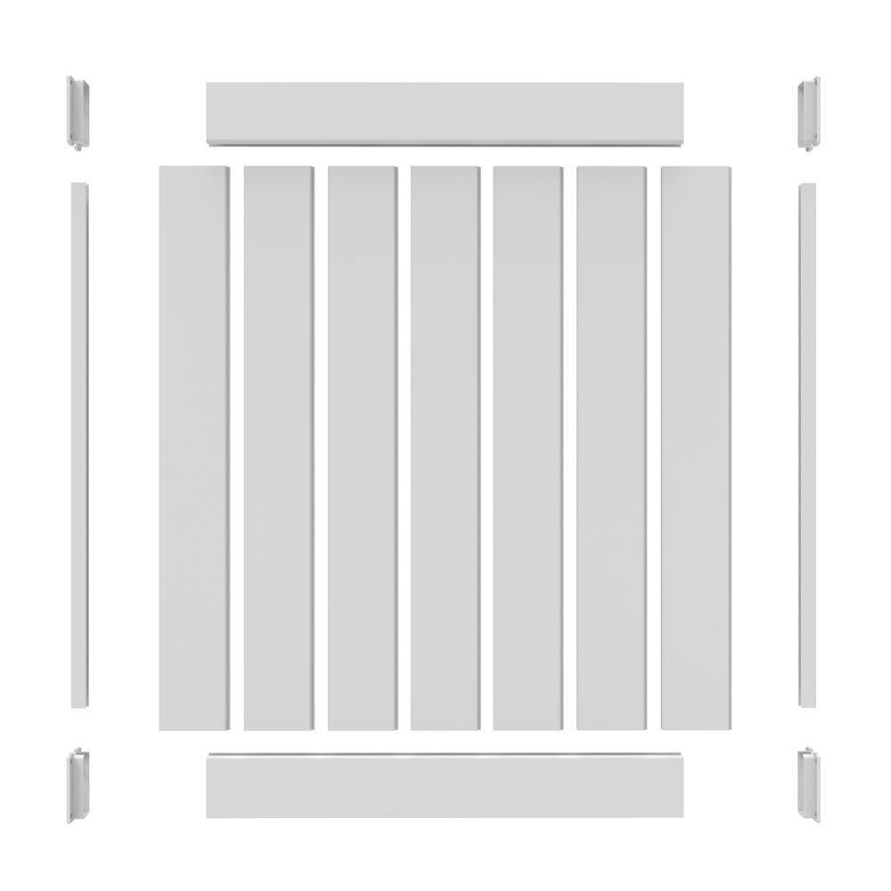 5 ft x 3.5 ft White Vinyl Privacy Fence Panel