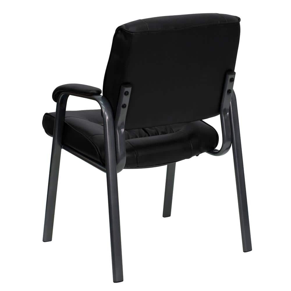 Black Leather Executive Side Chair with Titanium Frame
