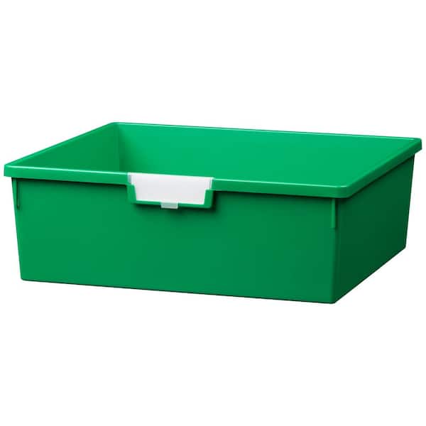 Unbranded 6 in. 8 Gal. Wide Line Double Depth Storage Tote in Primary Green (24 Gal. for 3-Pack)
