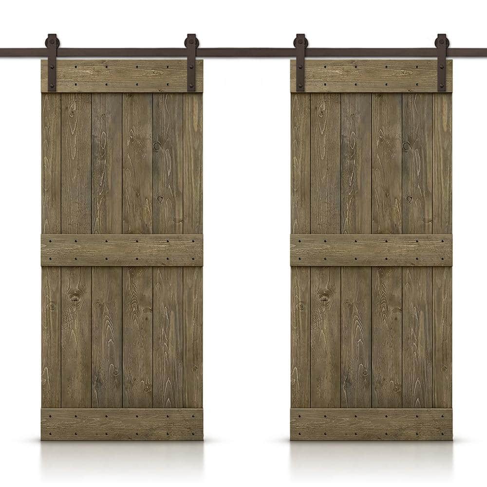 Mid-Bar 44 in. x 84 in. Aged Barrel Stained DIY Solid Pine Wood Interior Double Sliding Barn Door with Hardware Kit price history on PriceWatchPro