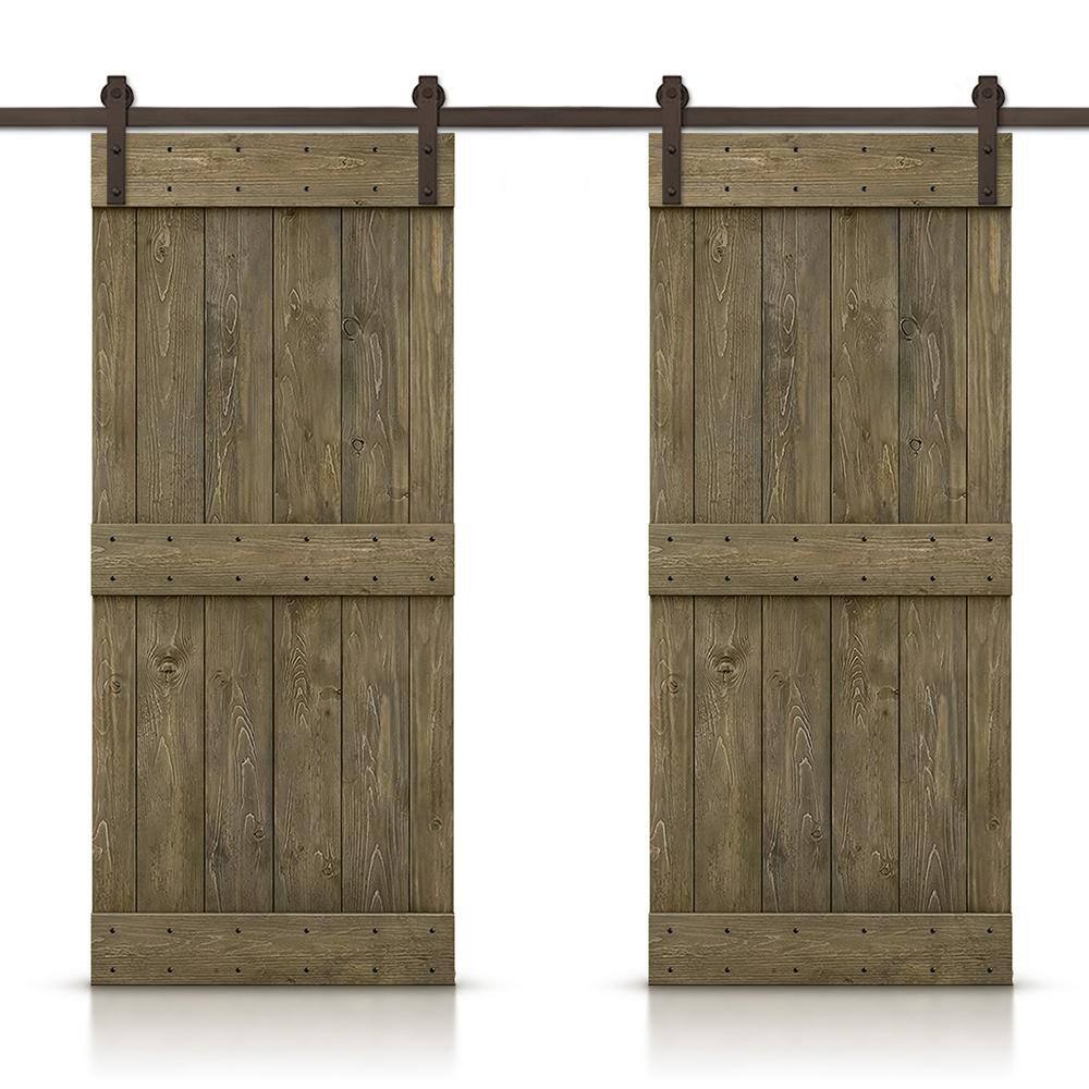 Mid-Bar 80 in. x 84 in. Aged Barrel Stained DIY Solid Pine Wood Interior Double Sliding Barn Door with Hardware Kit price history on PriceWatchPro