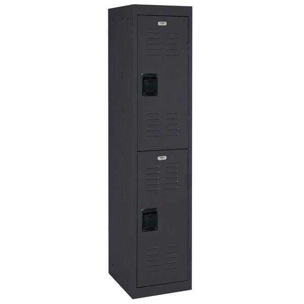 Sandusky 66 in. H x 15 in. W x 18 in. D 2-Tier Welded Steel Storage Locker in Black