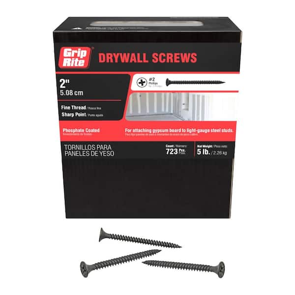 Grip-Rite #6 x 2 in. #2 Phillips Bugle Head Fine Thread Drywall Screws 5 lb. Box