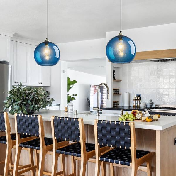 ZHLWIN Home Lighting ‎60 Watts 1-Light 9.84 in. Blue Glass Pendant