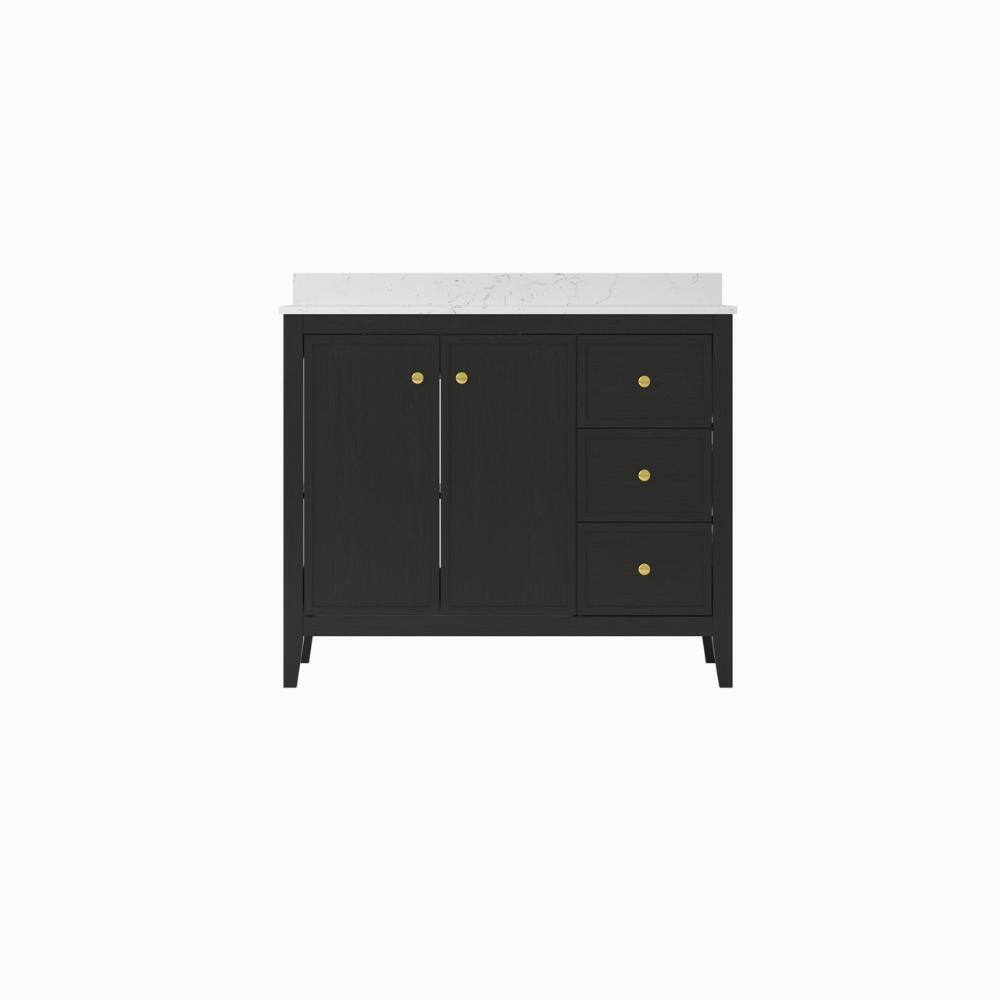 42 in. Freestanding Black Bath Vanity with White Engineered Marble Top Pre-assembled price history on PriceWatchPro