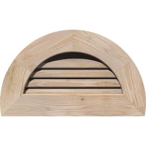 39 in. x 22 in. Half Round Unfinished Smooth Pine Wood Paintable Gable Louver Vent