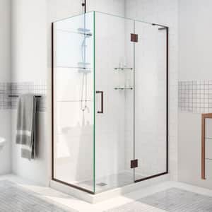 Unidoor-X 47-3/8 in. W x 34 in. D x 72 in. H Frameless Hinged Shower Enclosure in Oil Rubbed Bronze