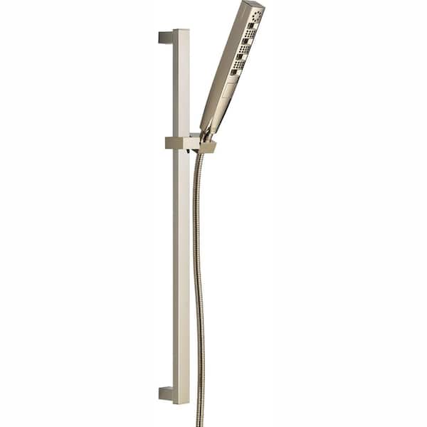 Delta 4-Spray Patterns 1.75 GPM 1.43 in. Wall Mount Handheld Shower Head with H2Okinetic in Polished Nickel