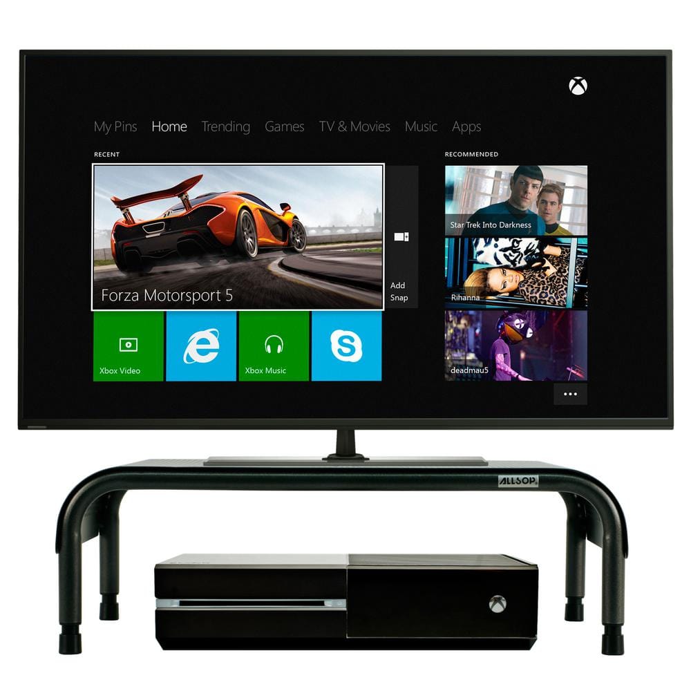 Black Adjustable Height Metal Monitor Stand with Powder Coated Finish