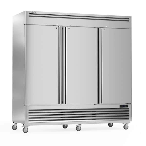 82 in. 72 cu. ft. Auto / Cycle Defrost Commercial Freezer Reach in 3-Door Upright Freezer in Stainless Steel