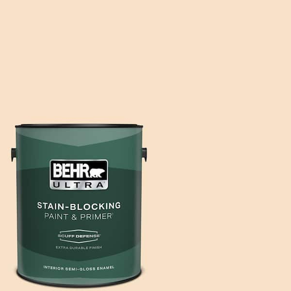 BEHR ULTRA 1 gal. #M250-1 Frosting Cream Extra Durable Semi-Gloss Enamel Interior Paint & Primer