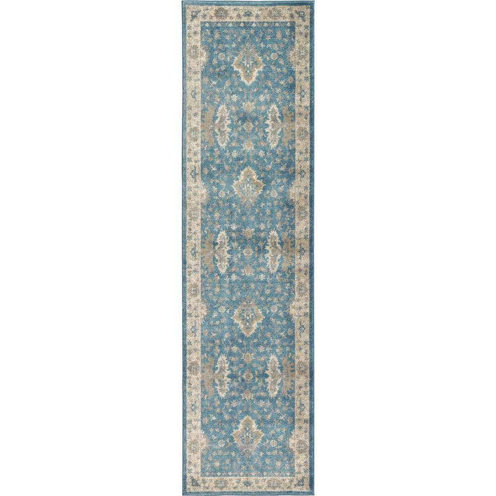 Unique Loom Salzburg Itzling Light Blue 2' 7 x 10' 0 Runner Rug 3124902 ...