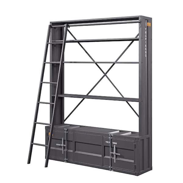 Acme Furniture Cargo 66 in. Wide Gunmetal 3 Shelf Standard Bookcase