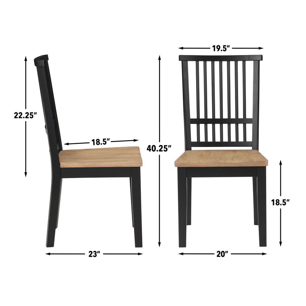 Ebony and Natural Wood High Slat Back Side Chair