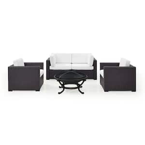Biscayne 5-Piece Wicker Outdoor Sectional Set With White Cushions
