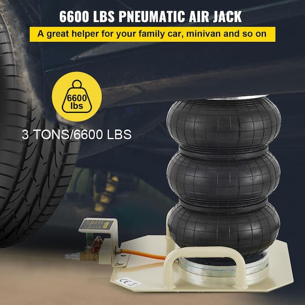 Heavy Duty Air Jack Pneumatic Jack 3 Ton/6600 lbs Triple Bag Air Jack Air  Bag Jack Lift Up to 16 Inch 3-5S Fast Lifting Air Bag Jack for Cars with