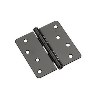 4 in. x 4 in. Black Full Mortise Butt Hinge with Removable Pin (2-Pack)