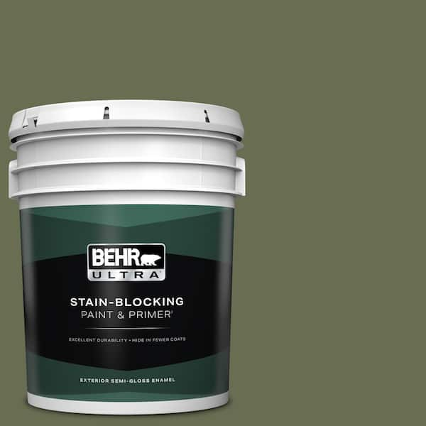 BEHR ULTRA 5 gal. #S380-7 Global Green Semi-Gloss Enamel Exterior Paint & Primer