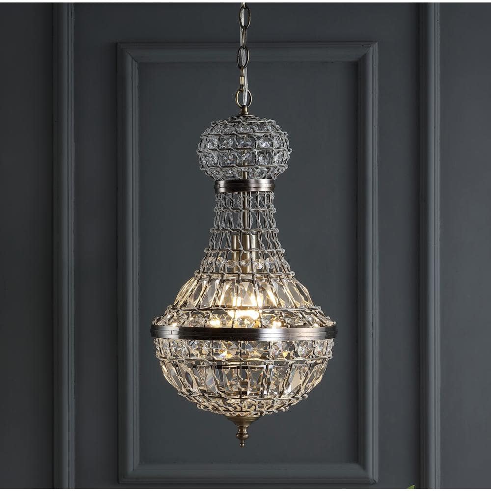 Regina 12" Antique Brass Crystal Empire LED Chandelier