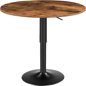 Modern Rustic Brown Round Metal Bar Height Outdoor Bistro Table