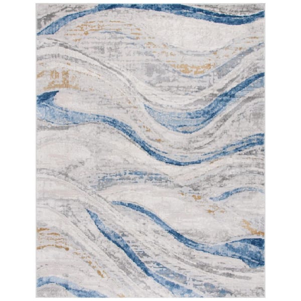 SAFAVIEH Palma 10 ft. x 14 ft. Beige/Light Blue Abstract Marble Area Rug